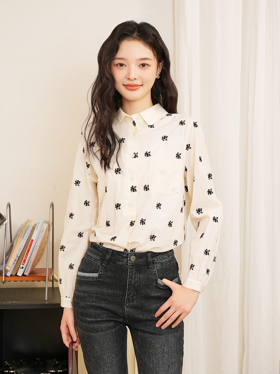 

Fay-Fayee ретро художественный вышитый кукольный воротник женский irt премиум хлопок длинный све дышащий удобный модный