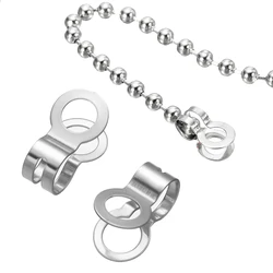 50pcs Stainless Steel Double Ring Clasp Loop Ball Chain Connector Fit for DIY 2.4/3.2/4.5/5mm Beaded Ball Chain Jewelry Making