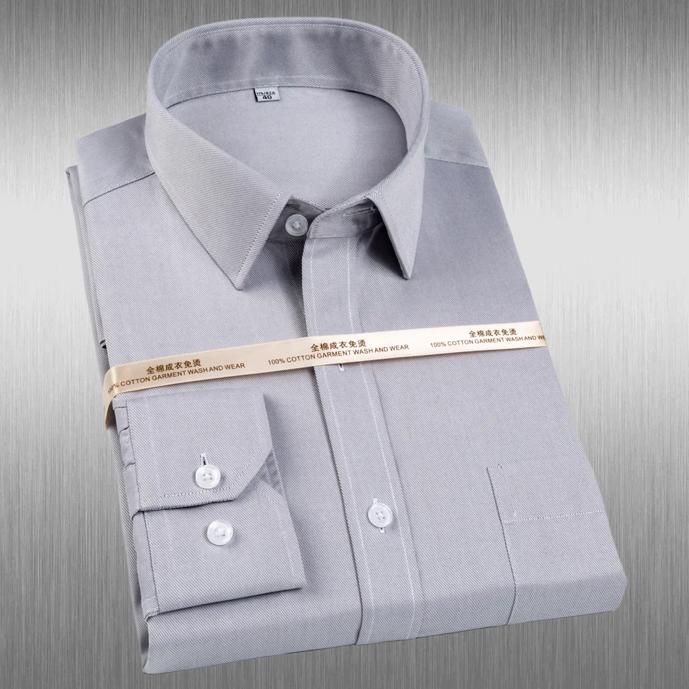 

Men's Premium Pure Cotton Wrinkle-Free Long Sleeve Dress Shirts with Hidden Button Spread Collar Striped Plaid for Business