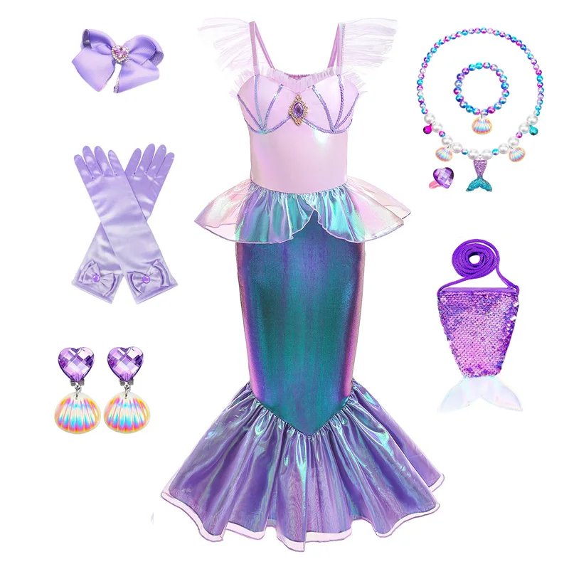 

Christmas New Girl Mermaid Dress Summer Princess Costume Kids Beach Frocks Carnival School Theme Party Role Playing Clothes