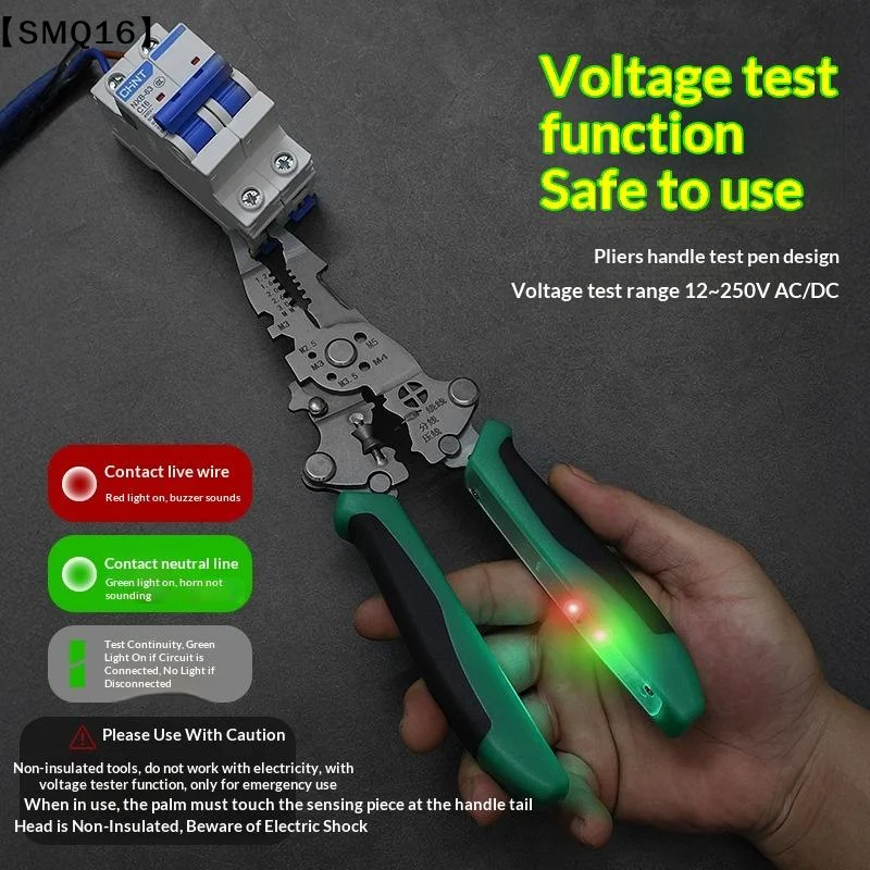 1Pcs Multifunctional Electrician Pliers Foldable Wire Stripping Pliers Crimping Tool Professional-Grade Electrician Tool【SMQ】