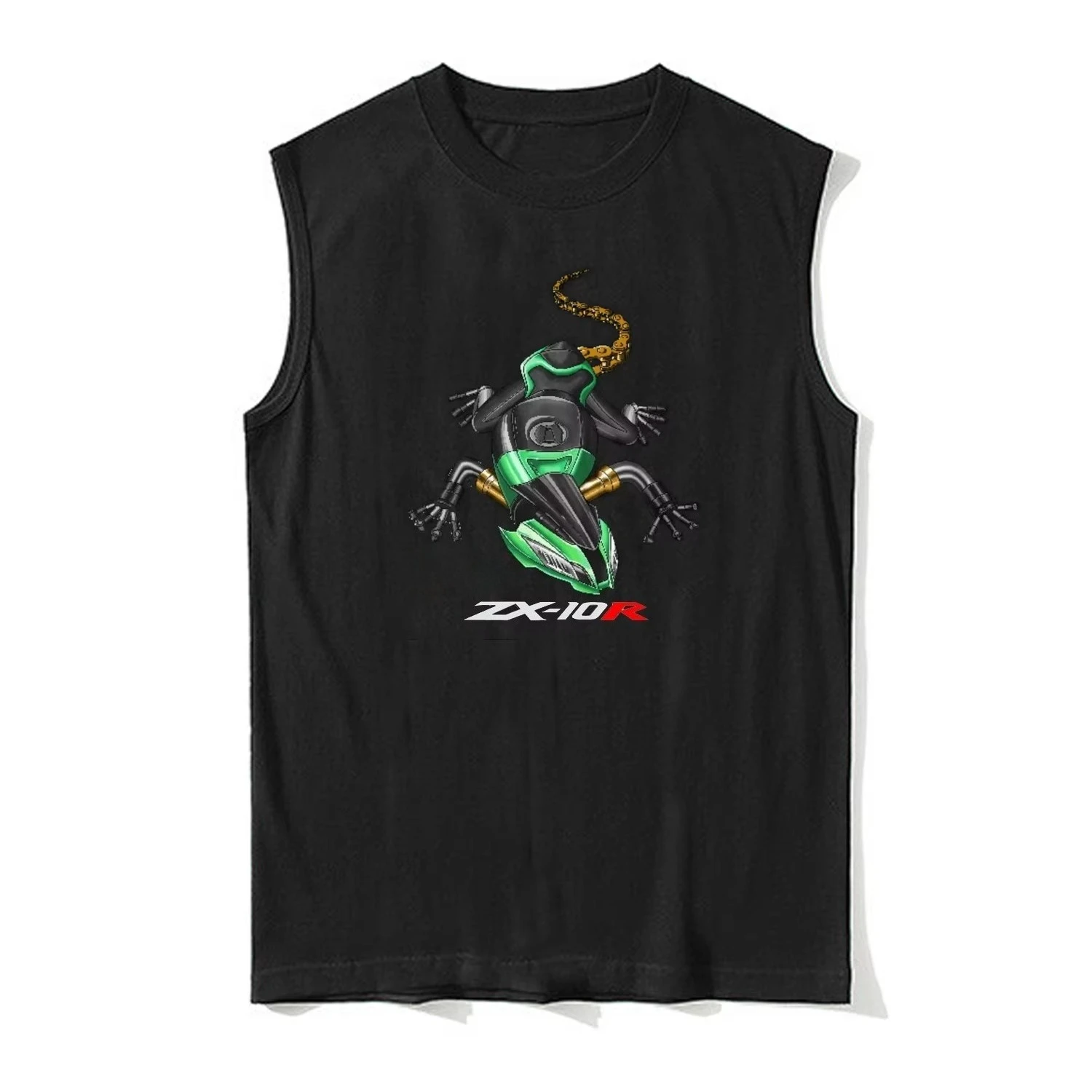 Retro Japan ZX-10R Motorcycle Lizard Inspired Tank Top 100% Cotton O-Neck Casual Vests Mens Sleeveless T-Shirt Rider Streetwear