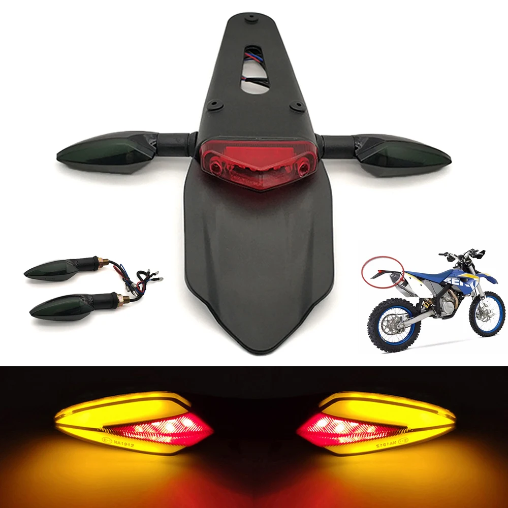 Новейший держатель номерного знака на заднее крыло мотоцикла с 12 В светодиодным задним фонарем, стоп-сигнал, универсальный для эндуро, мотокросса