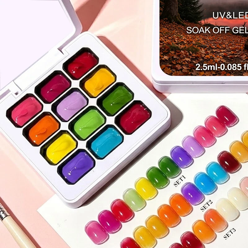 

12-color Y2K Sweetheart Fluorescent Gel Nail Polish Gradient Semi-Permanent Removable UV LED Nail Polish