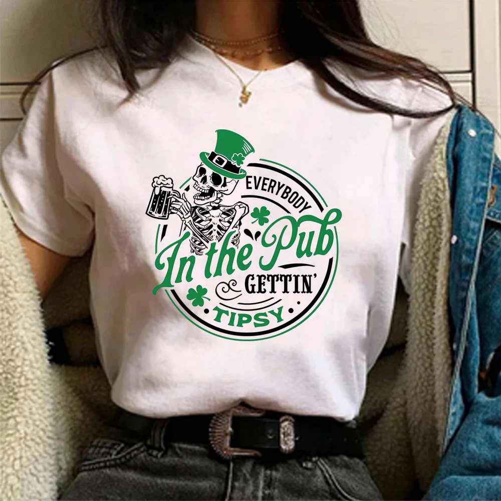 Everybody in The Pub Gettin'Tipsy T-shirt Aesthetic Shenanigans Shirts Harajuku Drinking Shirt Irish Tee Unisex Lucky Tops