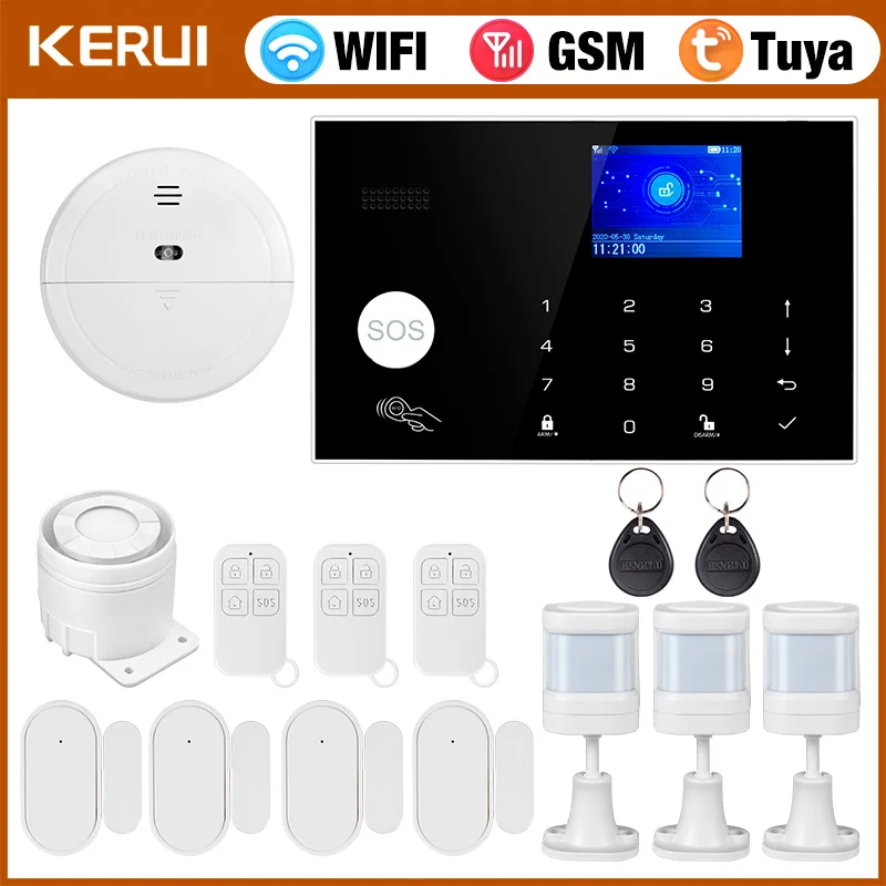 

KERUI G30 Wi-Fi GSM сигнализация Дисплей температуры/влажности для домашней безопасности Защита Tuya Панель сигнализации Работа Alexa Smart Life