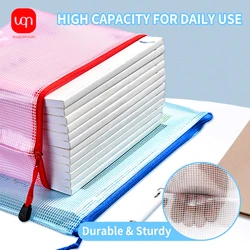 5pcs Mesh Zipper Pouch Document Bag Waterproof Zip File Folders A4 School Office Supplies Pencil Case Storage Bags