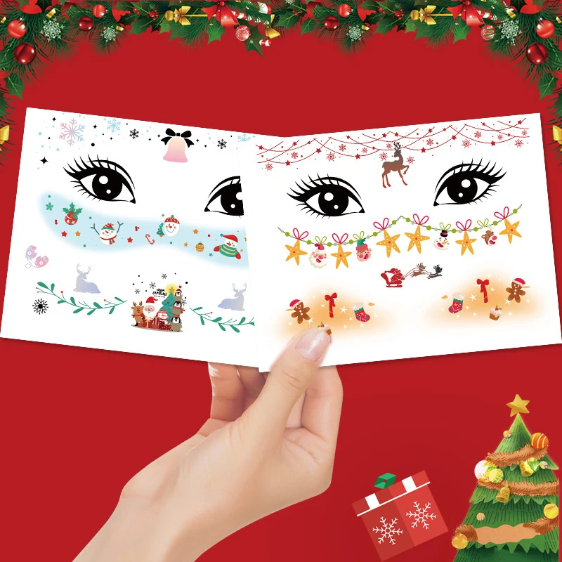 Weihnachten Gesicht Aufkleber Kinder Cartoon Gesicht Make-up Party Bühne Leistung temporäre Tattoo Aufkleber