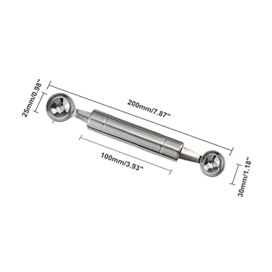 Double-Sided Fruit Melon Baller Spoon, 2 in 1 Stainless Steel Scoop Cutter 20cm