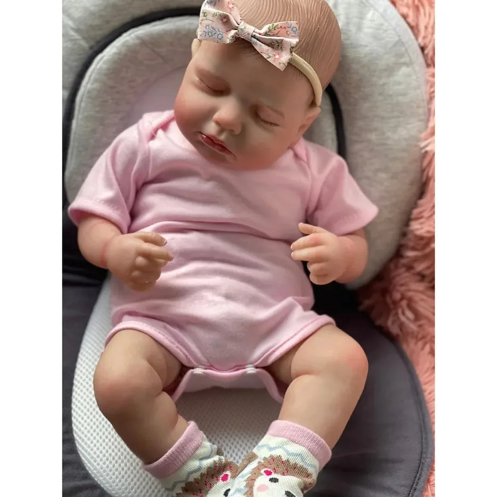 19 inch Reborn Loulou pasgeboren slapende baby Mu Esperoas Bebe Soft Touch herboren poppen 3D geschilderde huid met zichtbare aderen kinderen speelgoed cadeau