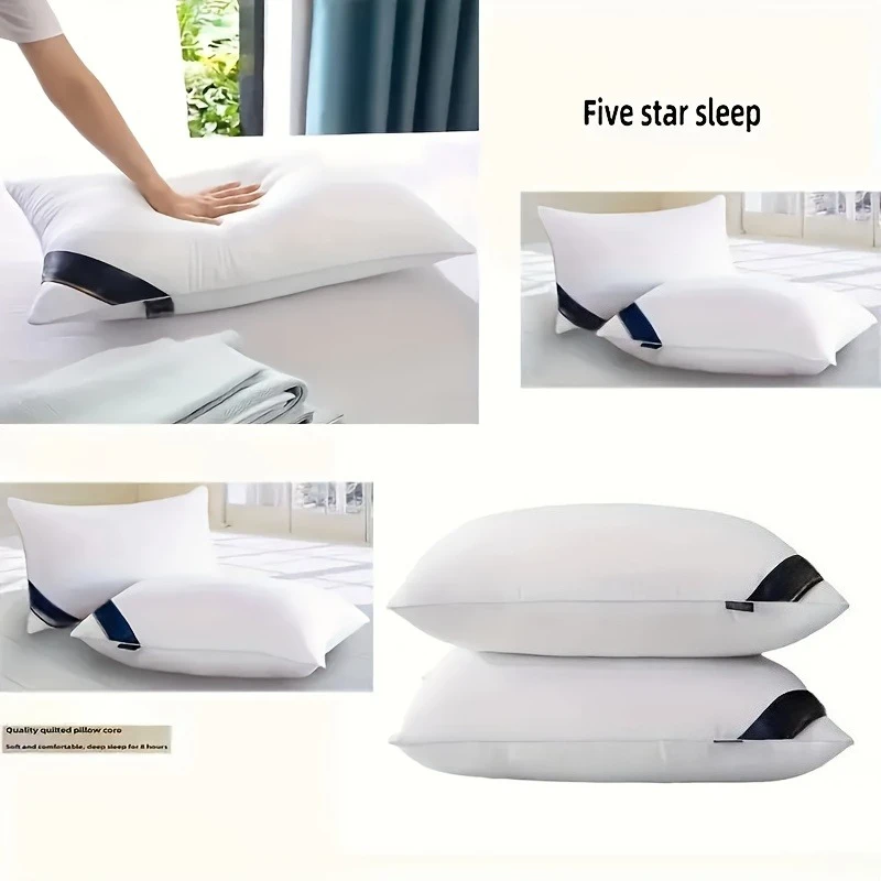 2pcs Soft Hotel Pillow Set, High Elasticity Washable Sleep Aid Neck Pillow for Adults and Couples, Christmas Halloween Gift