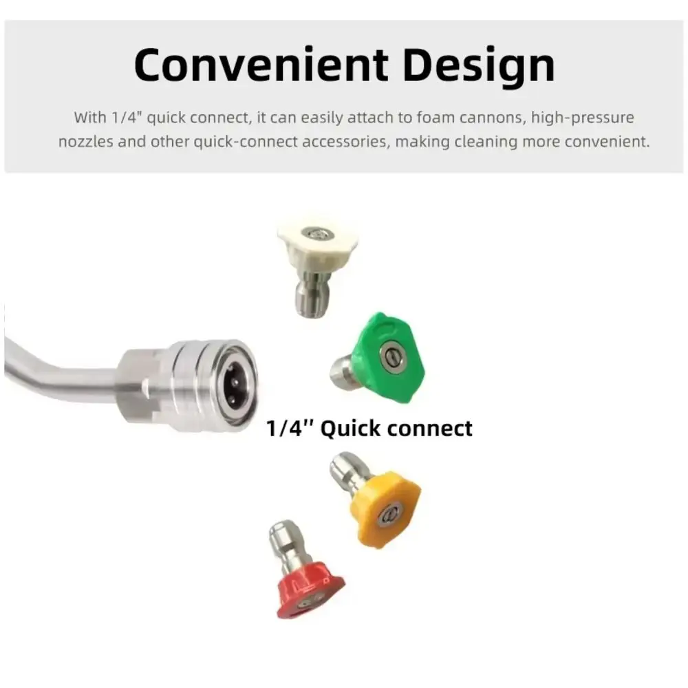1Pcs Stainless Steel Pressure Washer Extension Rod Finger Grip Handle 4000PSI Pressure Washer Lance Set 1/4 Quick Connect