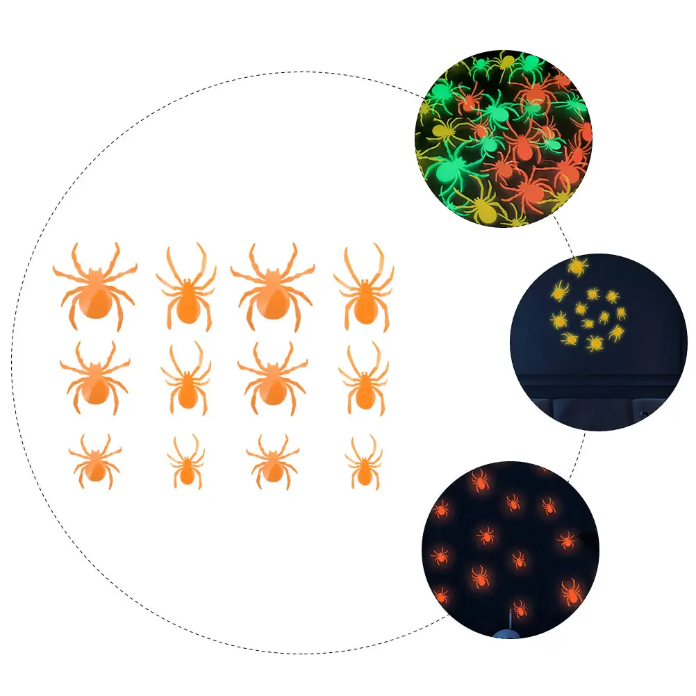 

12pcs Luminous Spider Wall Stickers Halloween Decorations 3D PVC Wall Decals Home Glass Surface Halloween Window Sticker