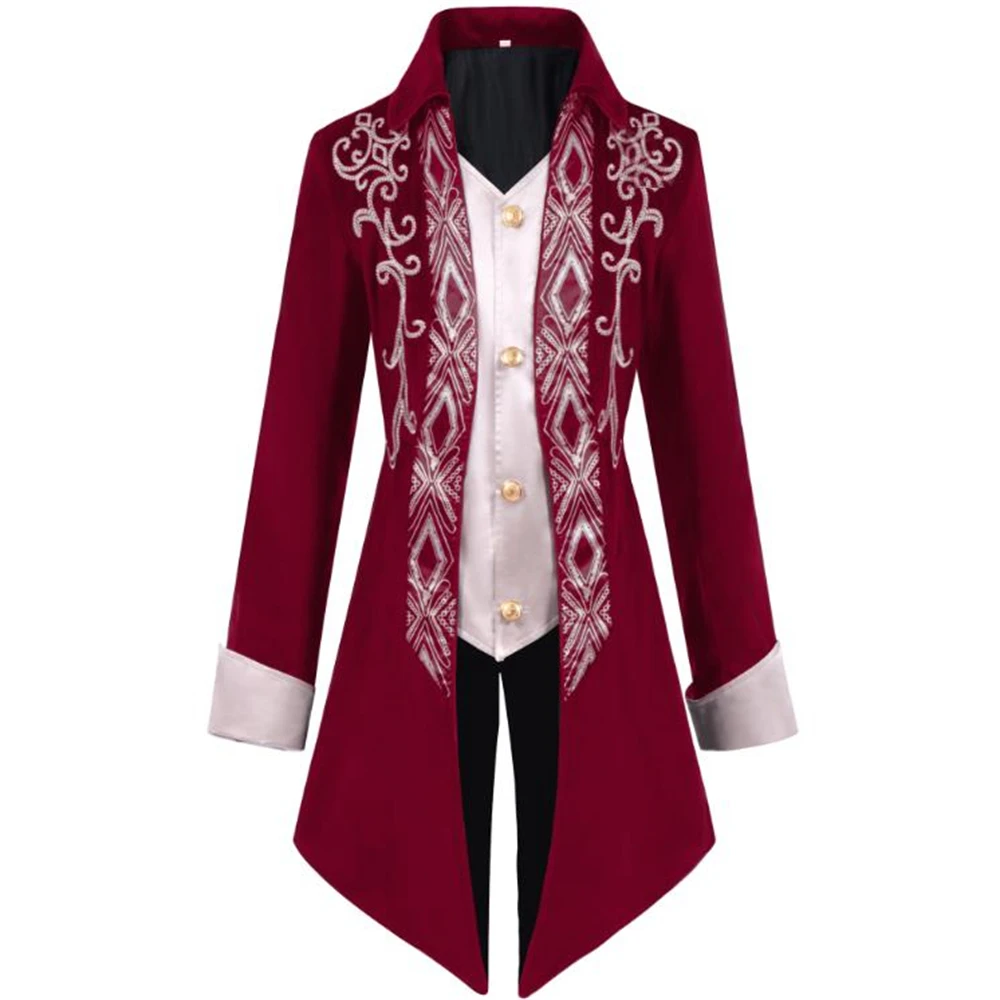 Male Halloween Steam Tuxedo Outerwear Medieval Jacket Gothic Long Tops Victorian Era Man Frock Coat