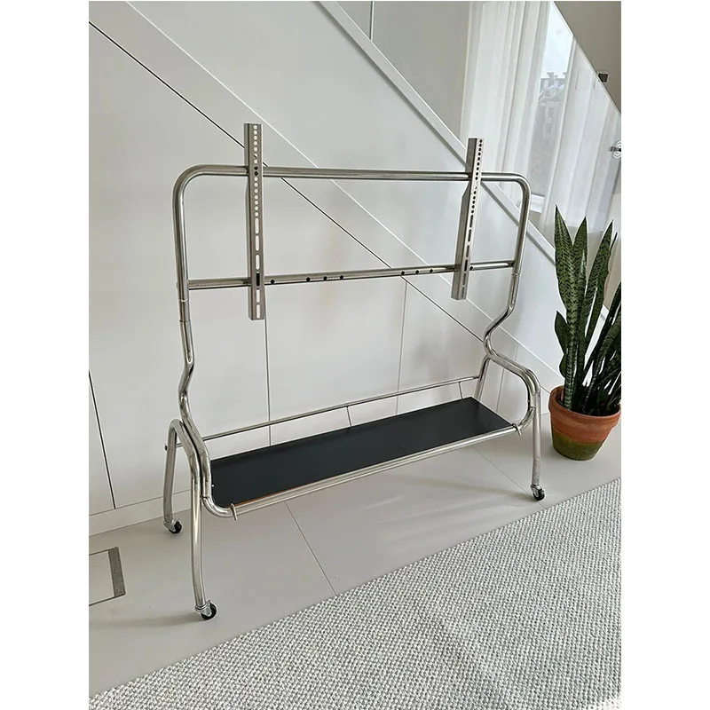 

Stainless steel TV bracket, metal belt wheel removable living room home monitor within 70 inches