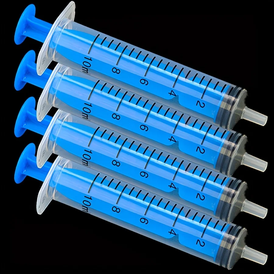 10 ml farbige Kunststoffspritze, 4/6 Stück, für Klebstoff, Flüssigkeitsabgabe, Messen, Tierfütterung und Nachfüllen