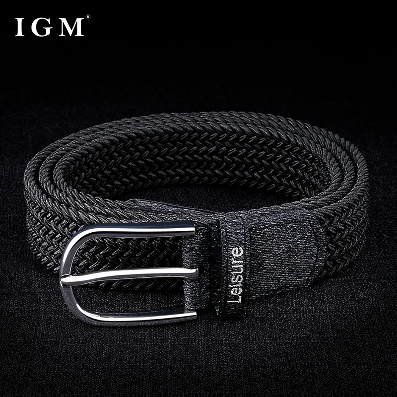 IGM Breathable Comfort Personality Woven Stretch Belt Mens Canvas Belt Young Student Versatile Jeans Belt