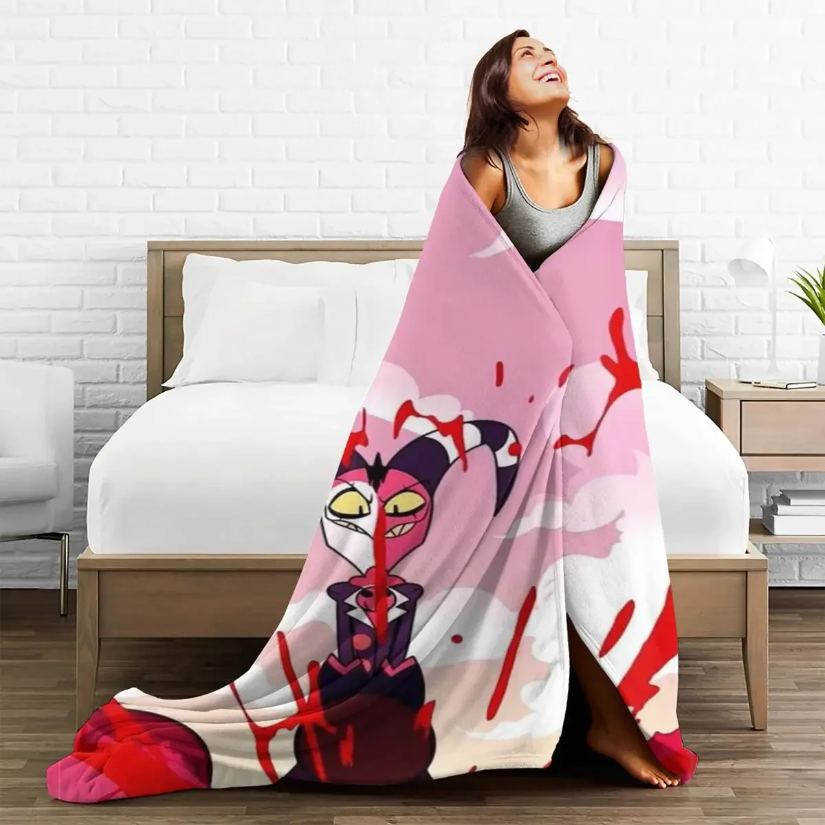 

Helluva Boss Anime Baby Blankets Sofa Cover Spring/Autumn Flannel Cartoon Soft Throw Blanket for Bedding Car Plush Thin Quilt