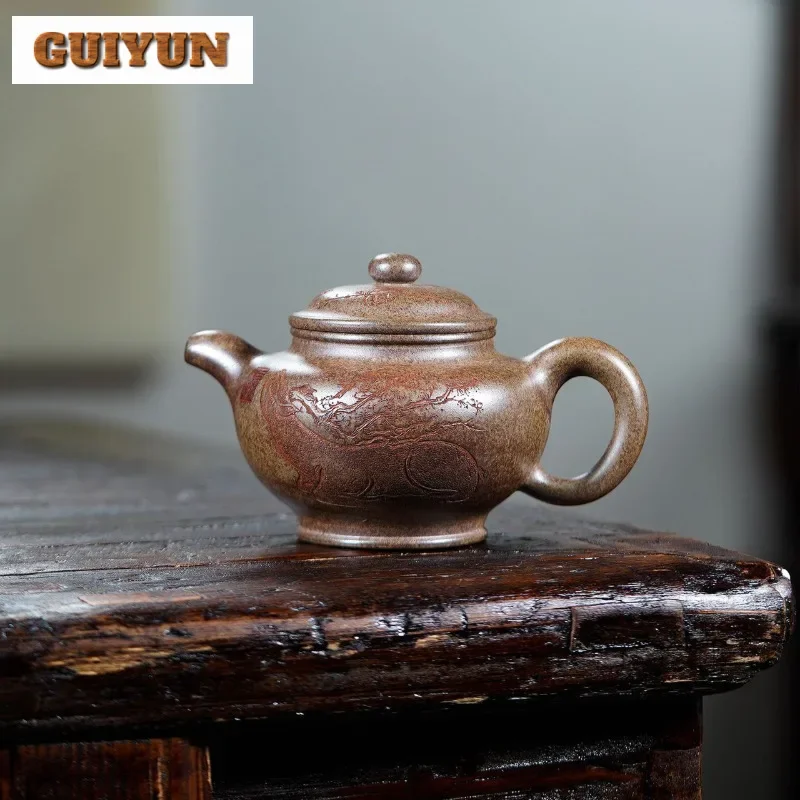 

400ml Traditional Yixing Purple Clay Teapots Handmade Duo Zhi Pot Raw Ore Wood-fired Porcelain Mud Kettle Zisha Teaset Ornaments