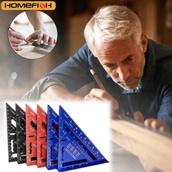 New 7Inch Triangle Ruler Measurement Tool Aluminium Alloy Carpenter Tools Inch Metric Angle Ruler Speed Square Woodworking Tools