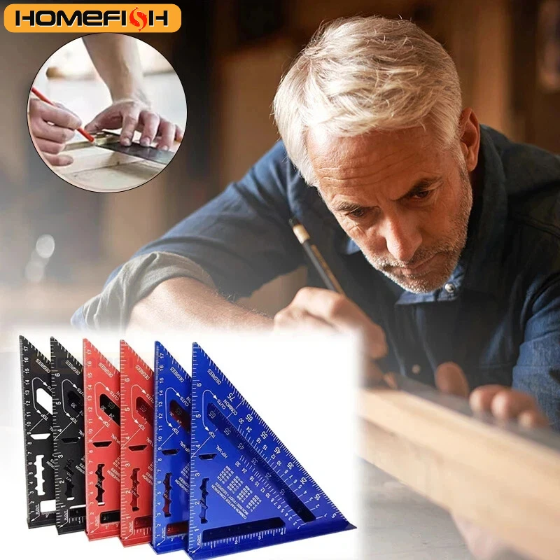Nowy 7-calowy trójkątny kątownik narzędzie pomiarowe ze stopu aluminium narzędzia stolarskie kątownik calowy metryczny kątownik szybkościowy narzędzia do obróbki drewna