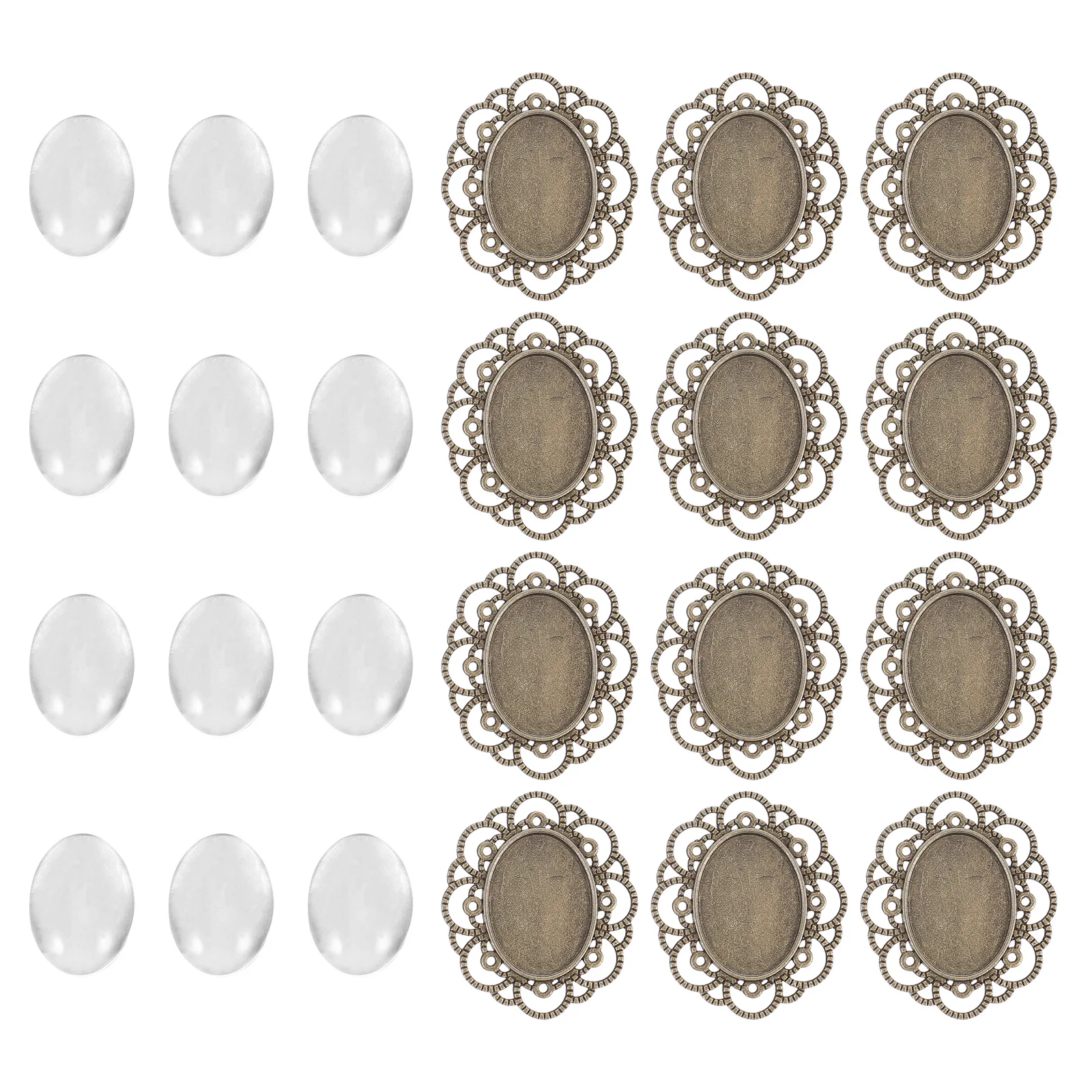 

30pcs Brooch Base Vintage Bronze DIY Craft Kits for Jewelry Making with Deep Trays Pins Settings Bezel Blanks Photo Resin