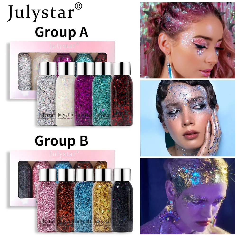 Liquid Eyeshadow Glitter Set Multi-use Sparkling Shimmer Powder for Eyes Face Body Hair Waterproof Ideal for Stage Party Makeup