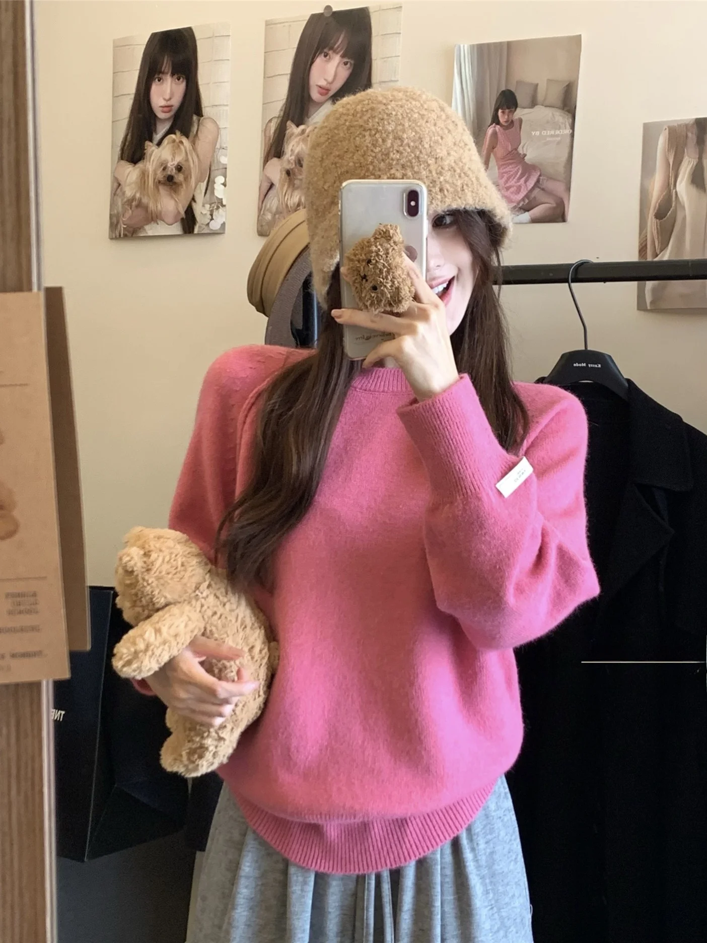 

Spring Women's round Ne Loose Sweater High Waist ort Inner Wear Outer Wear Faionable Versatile Comfortable Knitted Top