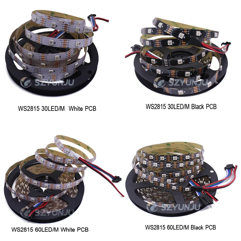 WS2815 DC 12V RGB LED Pixels Strip Light Individually Addressable LED Dual-Signal 5m 30LED/M 60LED/M Pixels Leds