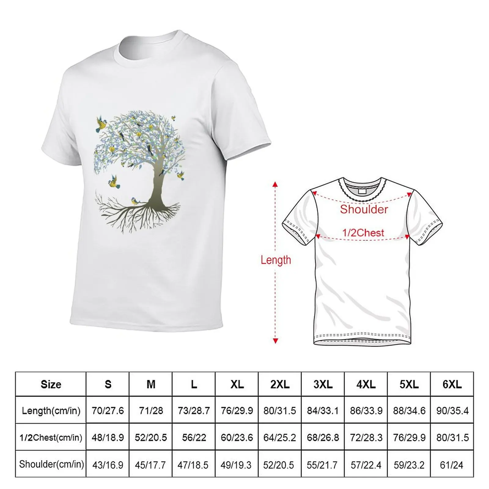 Tree of life bluetit birds in it T-Shirt Light Athletic Short Sleeve Tee Shirt