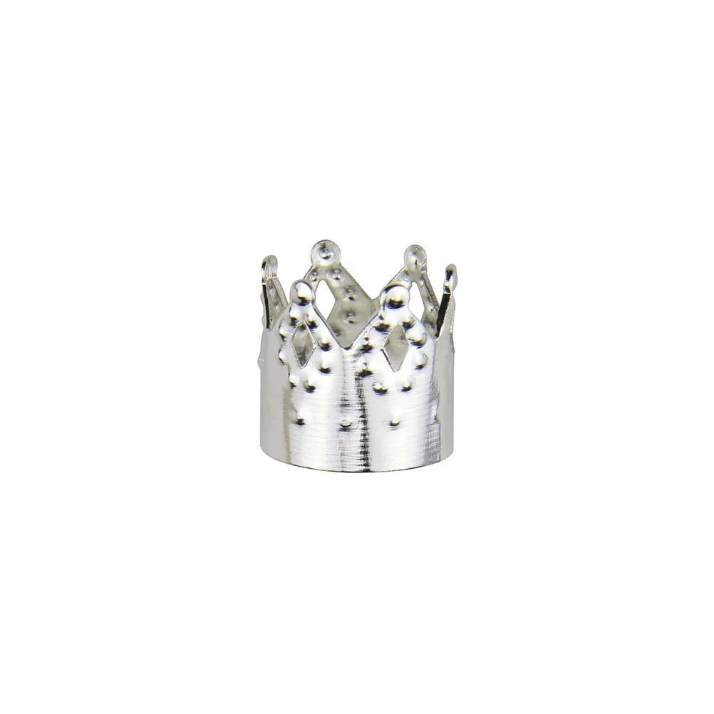80Pcs Metal Dreadlock Hair Cuffs Crown Shape Hollow Tube Braiding Beads for Braid Chunk Hair Festival Party Styling Silver