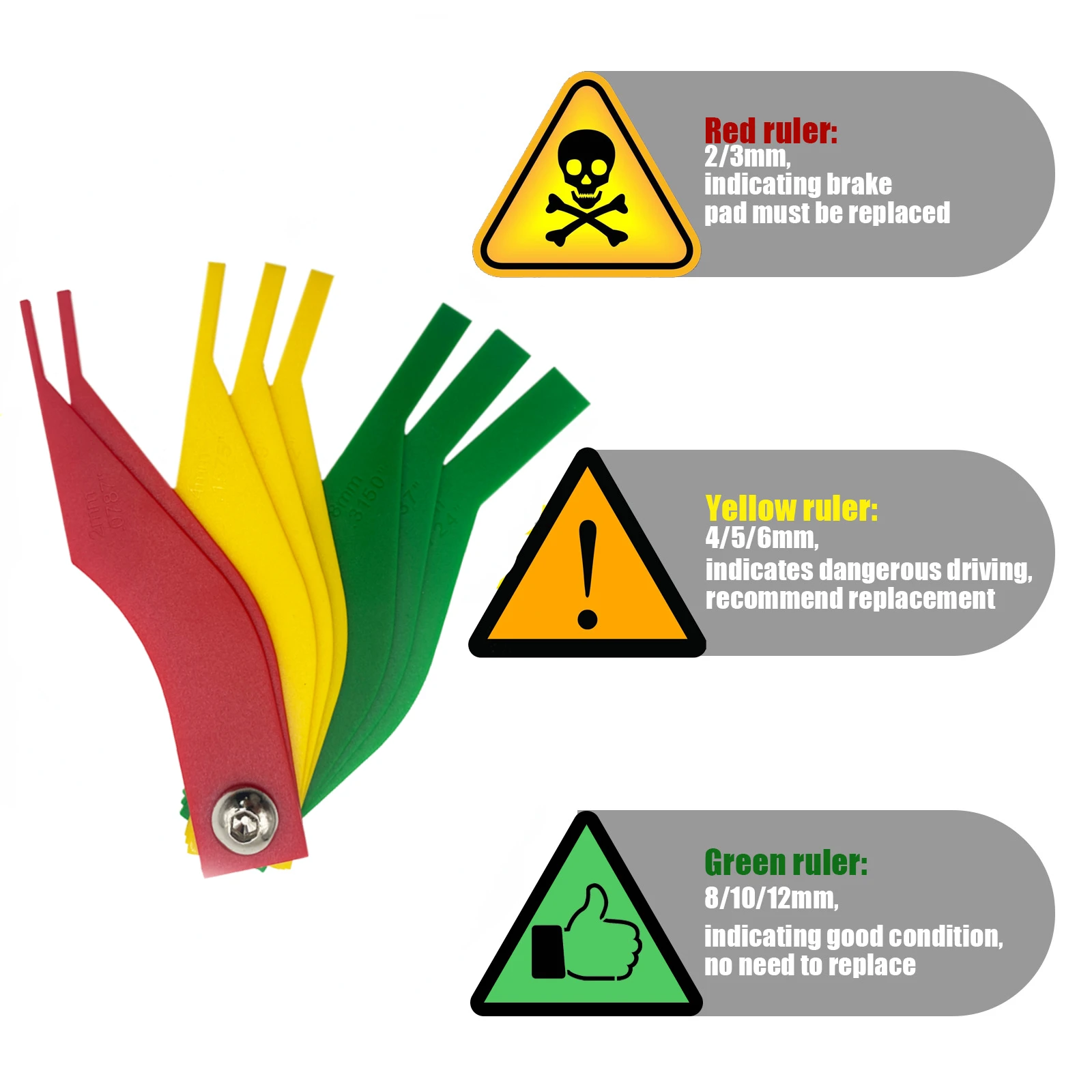 Universal Automotive Brake Pad Thickness Gauge Brake Pad Measure Ruler Test Tool Brake Diagnostic Tool Tester Car Accessories