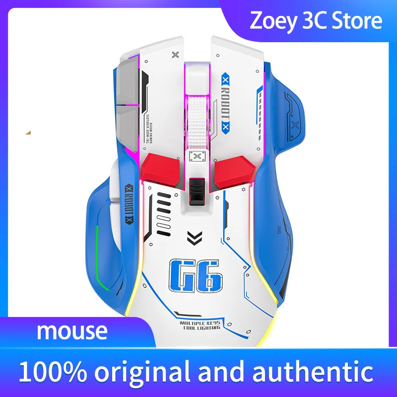 G6 Bluetooth Wireless Mouse Three Mode Mechanical Mecha Gundam E-sports Game Big Hand Wired Wireless Dual Use