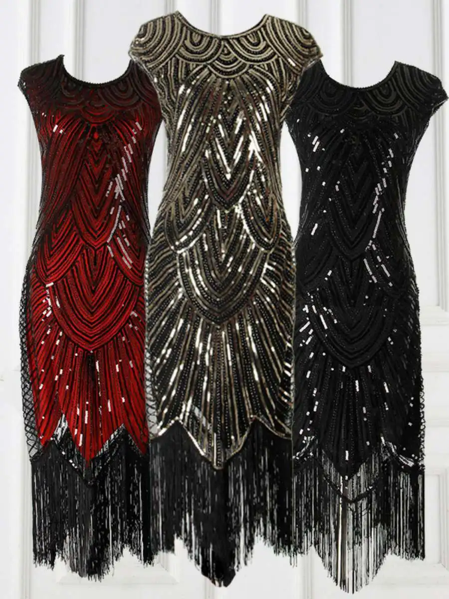 

Retro Sequin Dr Maid of Gown Women's Evening Gown Tassel Dr KTV Costume Other Material 00% Spring 2020