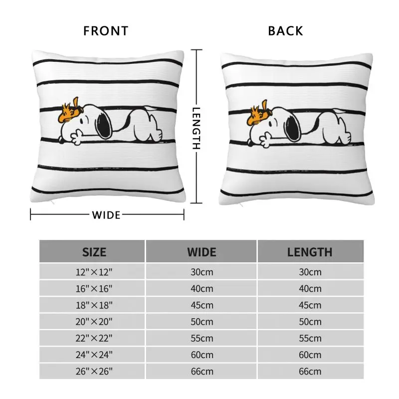 Custom Cute Cartoon Snoopy Cushion Cover 40x40Cm Soft Polyester Throw Pillow Case For Sofa Car SeatDecoration Bedding Pillowcase