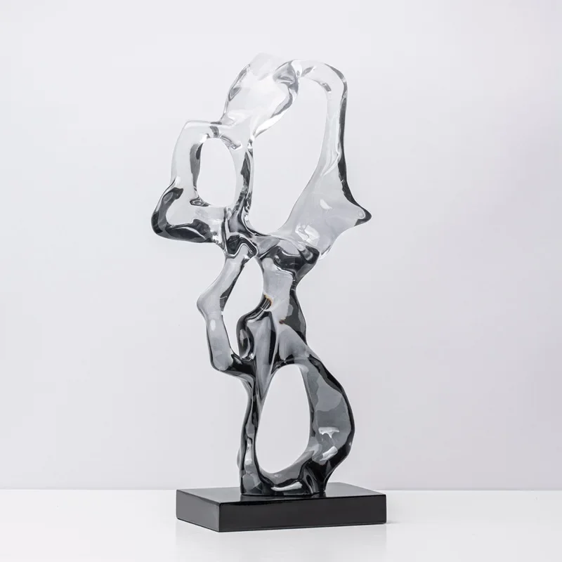 Creative Geometric Transparent Resin Sculpture Marble Statue Transparent Gradient Hollowed-out Ornaments Home Decoration