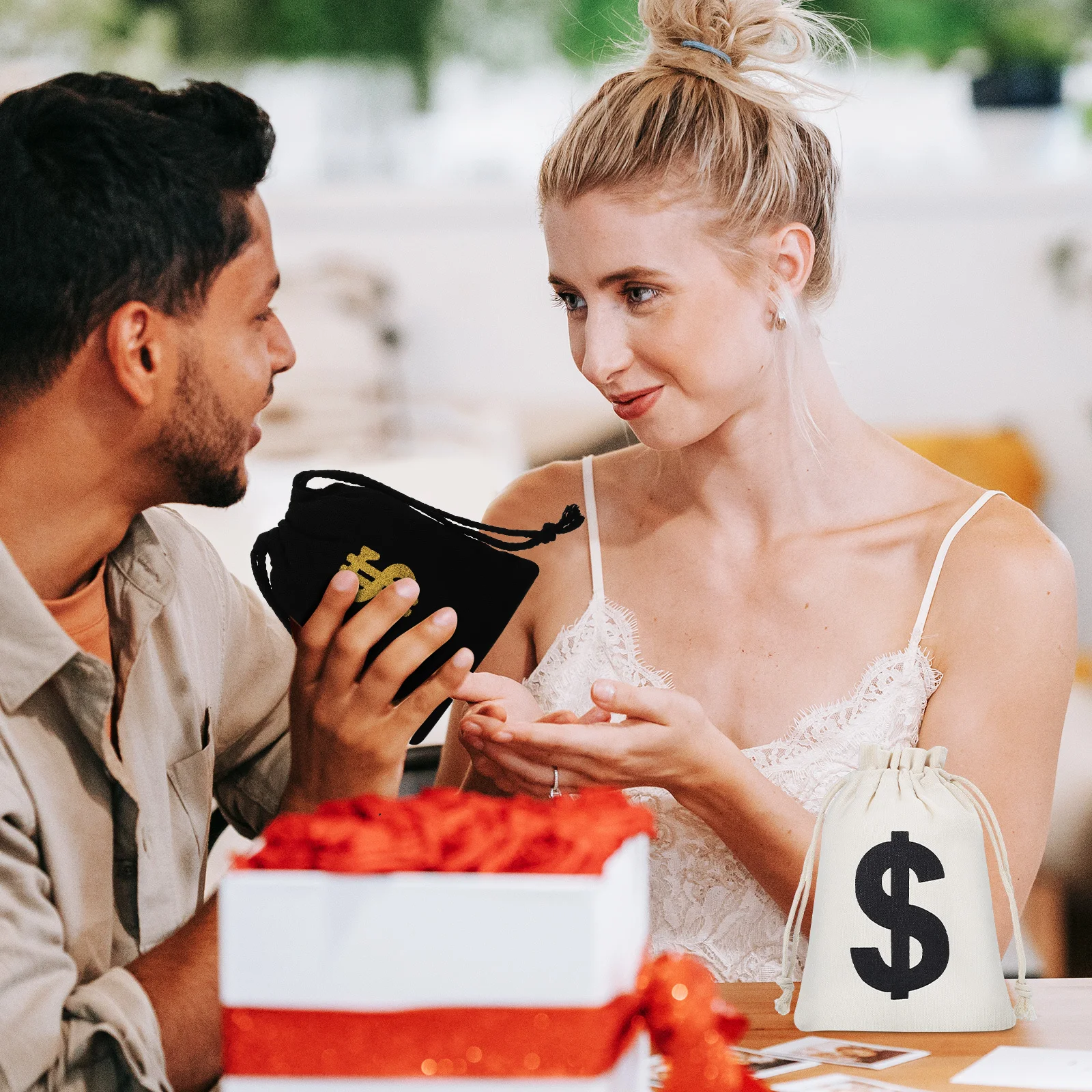 

8Pcs Cotton Money Bags Drawstring Coin Pouches Small Storage Party Favor Gift Bags Money Bag for Cash Coin Bag