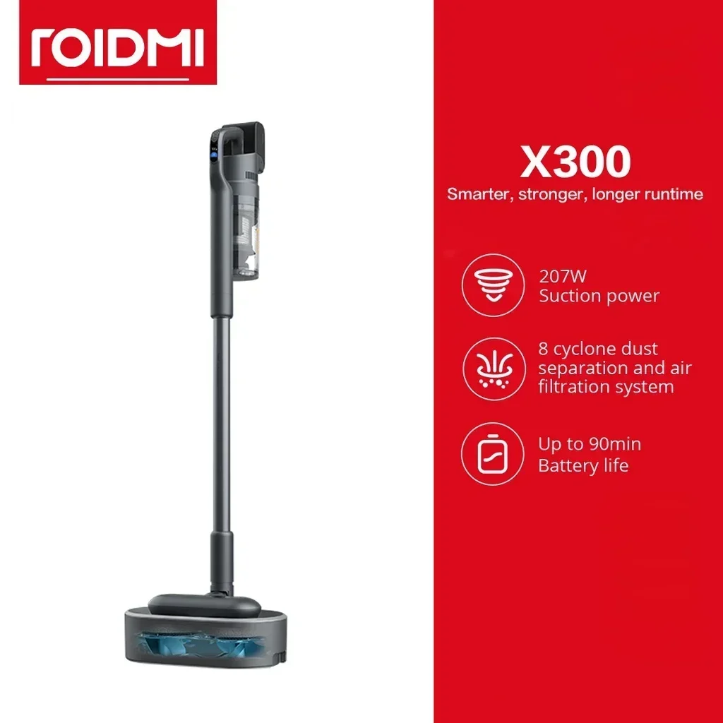 ROIDMI X300 Ultra Cordless Vacuum Cleaner Upgraded From X30 Plus with Self-cleaning Bucket 27kPa Filtering Efficiency of 99.975%