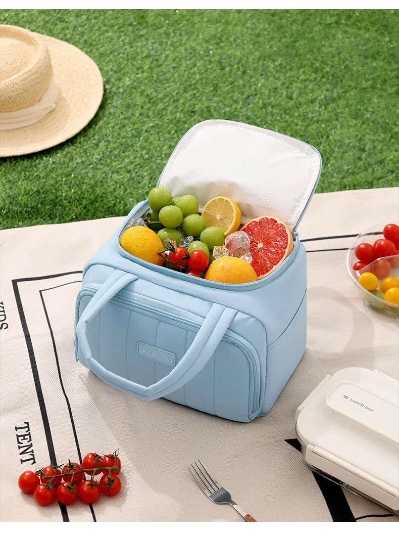 Gesteppte, isolierte, auslaufsichere, isolierte Lunchbox, großes Fassungsvermögen, Reise-Lunchbox, Lunch-Tragetaschen für Arbeit, Reisen, Strand oder Picknick – Detail 12