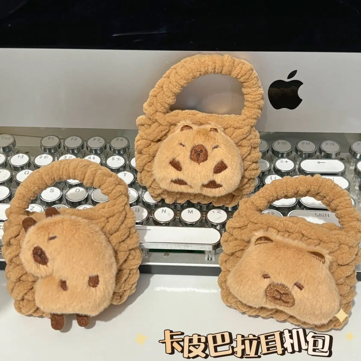 ぬいぐるみ漫画手作りニット小銭入れ収納袋 Bluetooth イヤホン保護カバー子供のかわいいペンダント小さなバックパック