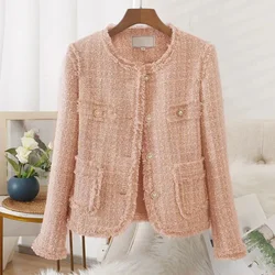 Women Blazers Korean Chic Tweed Spring Autumn Elegant Lady Coats Single-breasted Long Sleeve Suits Female Office Blazer Jacket