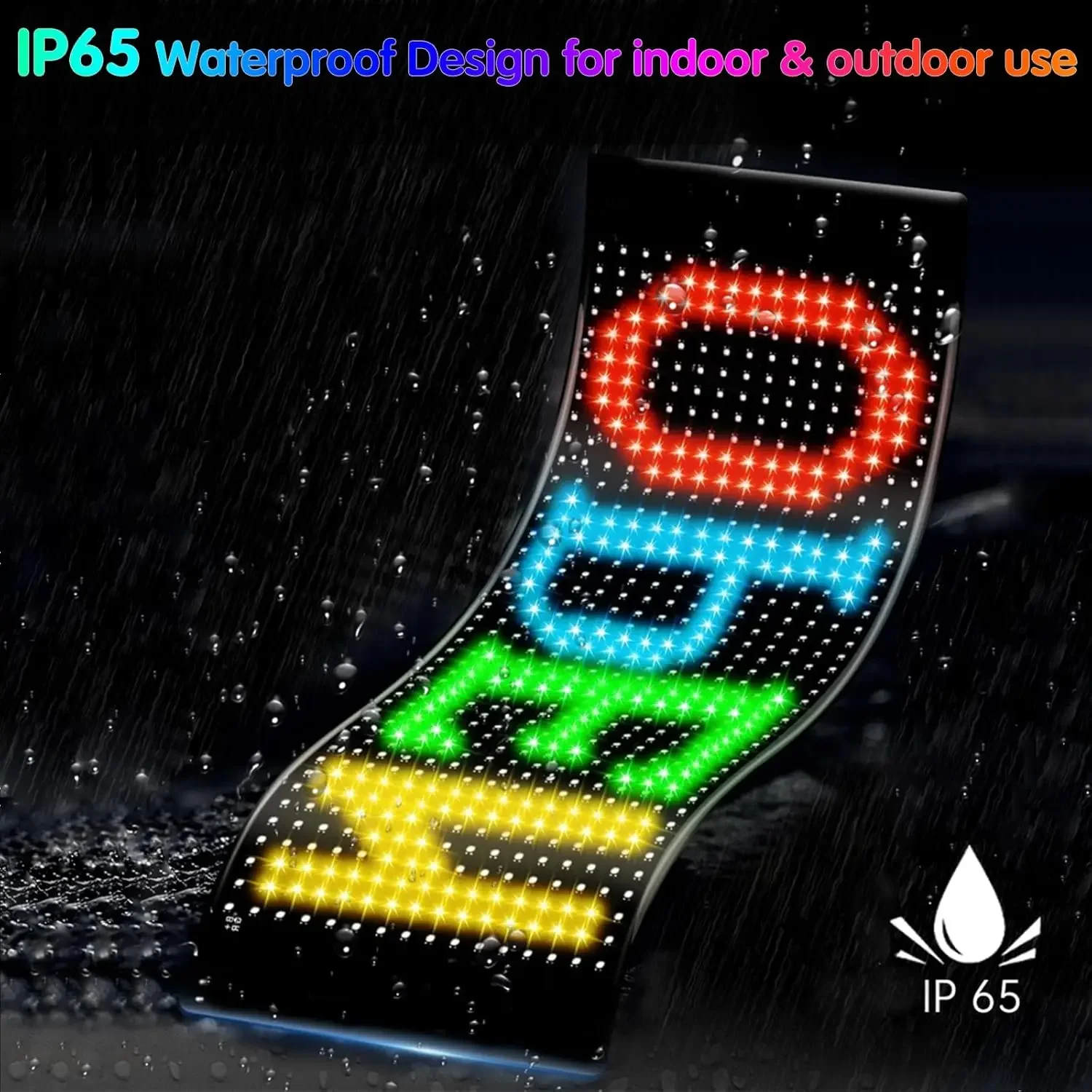 LED Matrix Pixel Panel LED Message Display for Car USB 5V Scrolling Sign Animations Text, Bluetooth APP Control Flexible Screen