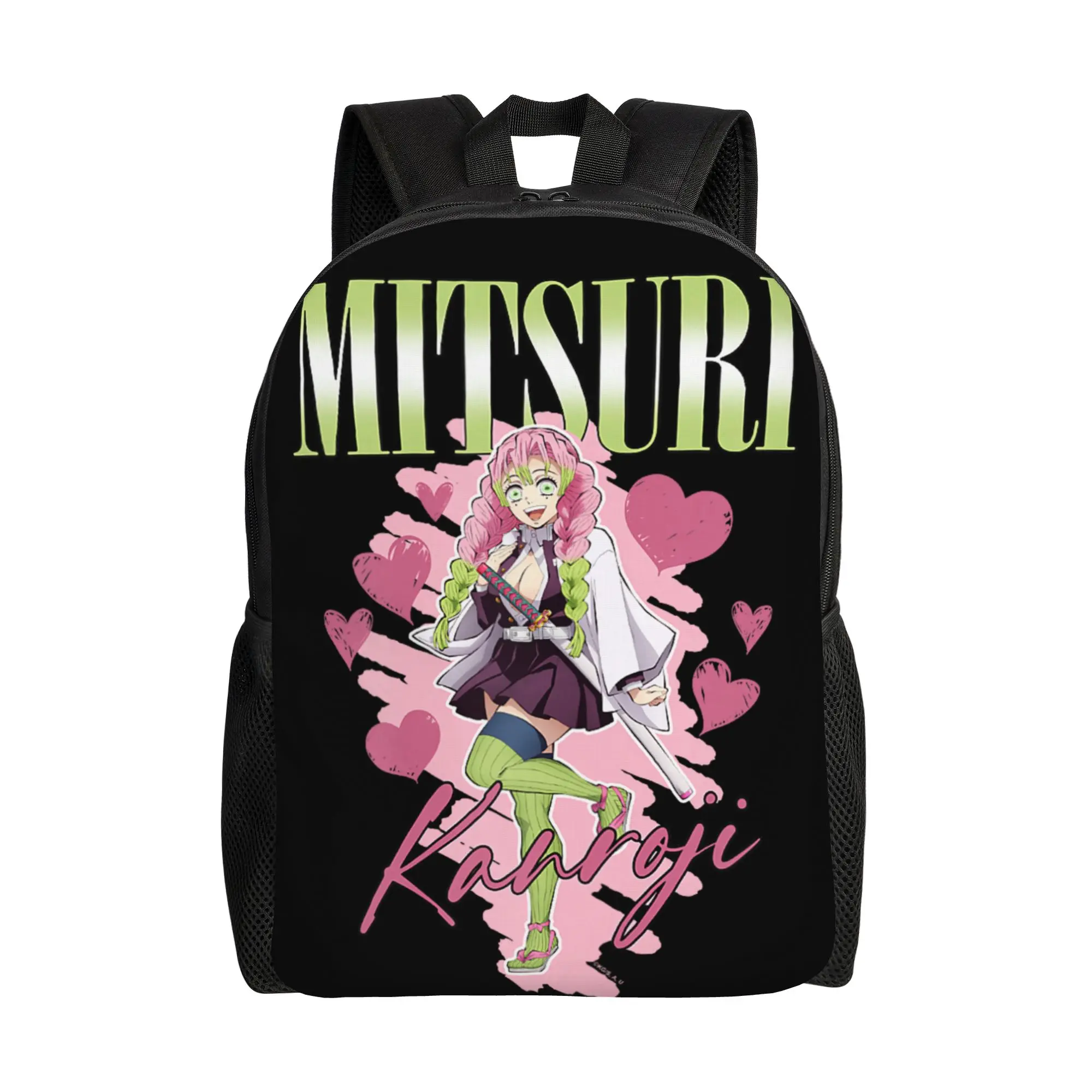 Demon Slayer backpacks Kimetsu no Yaiba Mitsuri Kanroji Love Heart Daypack  mochila Hiking Zipper Closure Rucksack