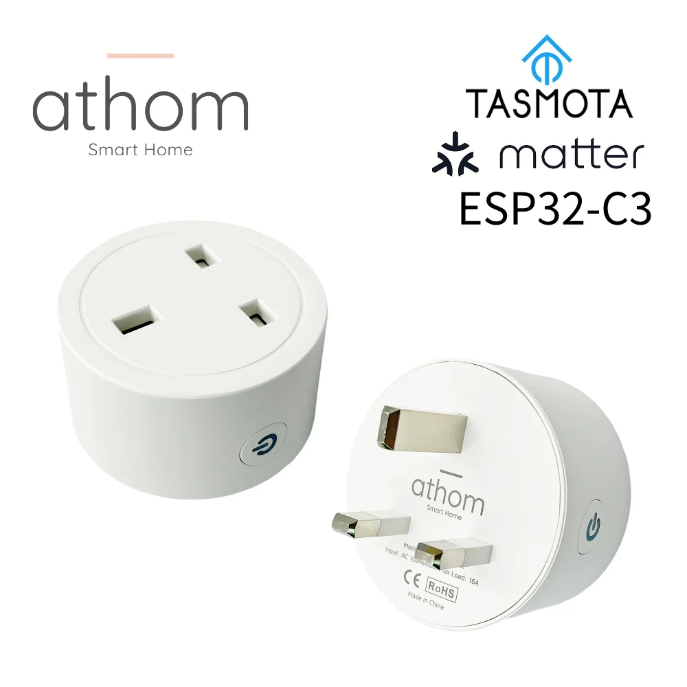 Preflashed ESP32C3 TASMOTA WiFi Plug Works With Matter  Home Assitant Electric Consumption Monitoring UK 16A