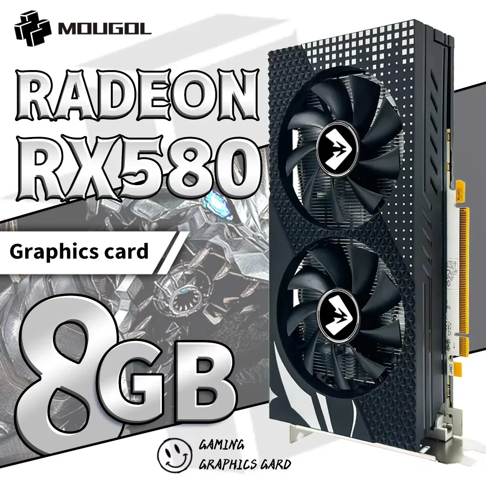 MOUGOL AMD Radeon RX580 8G Graphics Card GDDR5 Memory 256Bit Gaming Card HDMI-compatible DP Interface for Desktop Computer