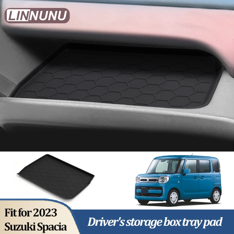 Linnunu Fit for Suzuki Spacia2023 Accesorios Para Auto Car Interior Main Driver Storage Box Silicone Pallet Pad Dustproof Pad Anti-Slip Pad Protective Pad Car Interior Decoration