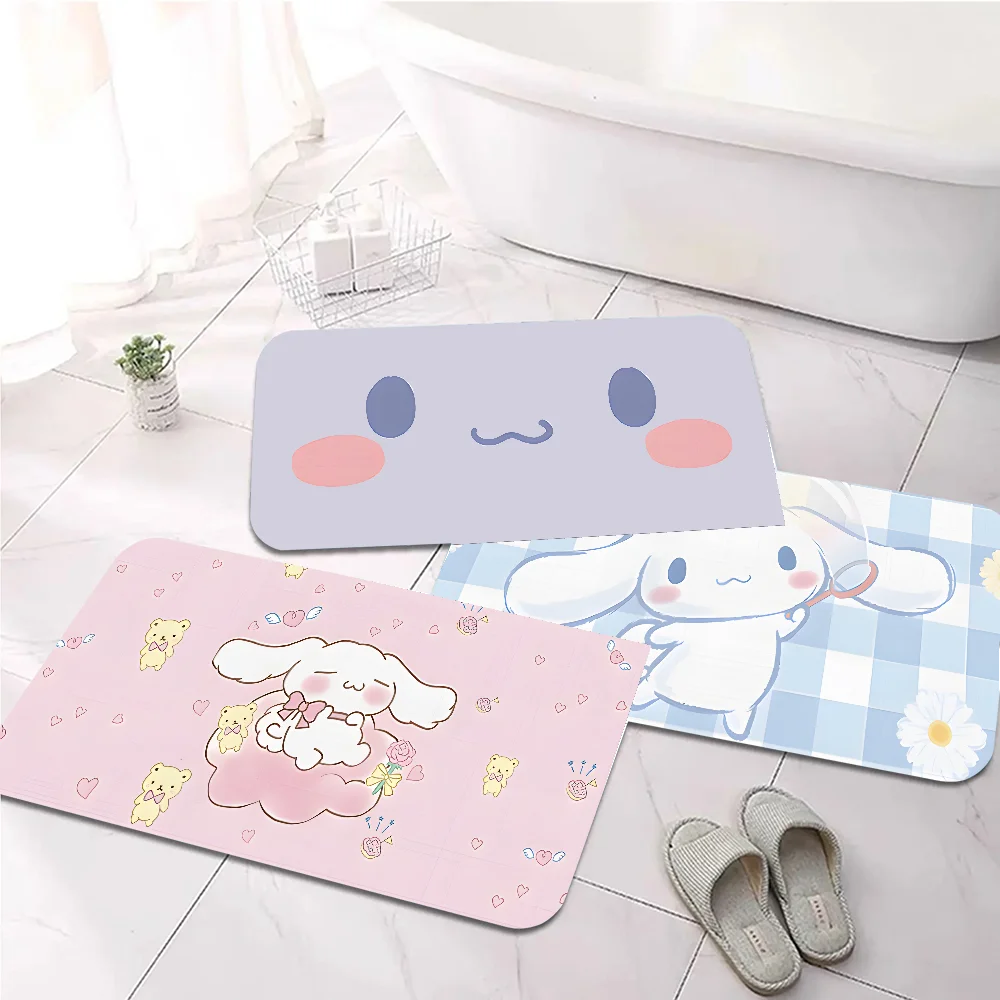 

S-Sario C-Cinnamoroll Floor Mat Graphic Printed Flannel Doormats For Bathroom Kitchen Entrance Carpet Home Decor