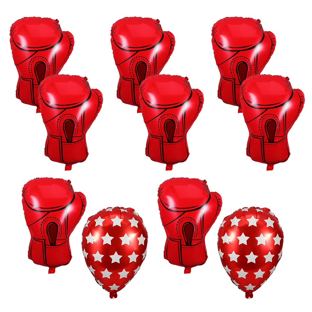 

10Pcs Boxing Glove Foil Balloons Red Aluminum Film Boxing Party Supplies Birthday Wrestling Party Decor Red Balloon Prop