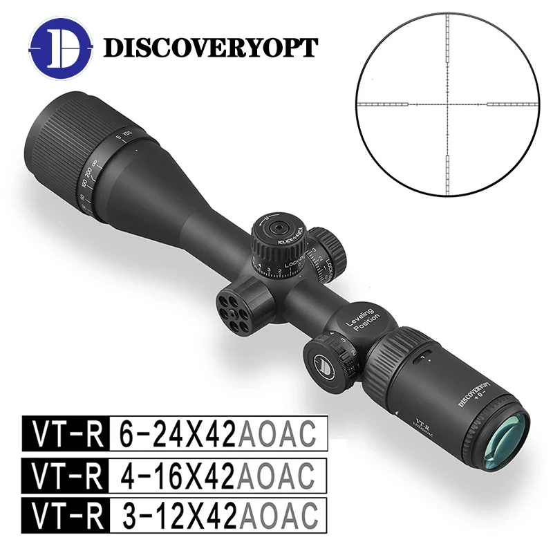 Discovery VT-R 3-12/4-16/6-24X42AOAC Cheap Tactical Scopes Green Red Illuminated Riflescope Super Thin-wall Large Field Of View