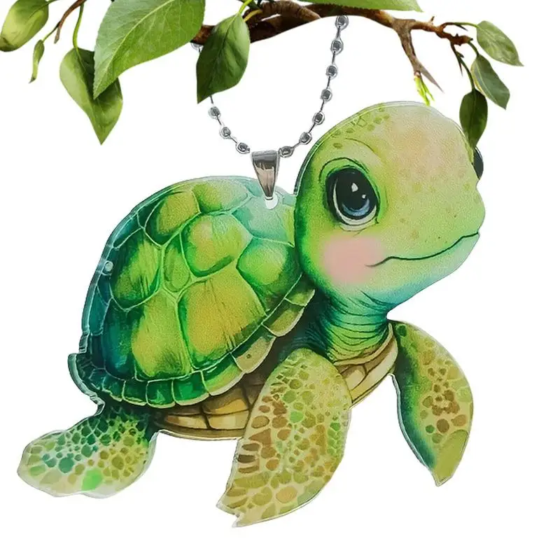 Turtle Car Pendant Cute Cartoon Seaturtle Figurine Interior Supplies Realistic Auto Rearview Mirror Decoration Acrylic Auto